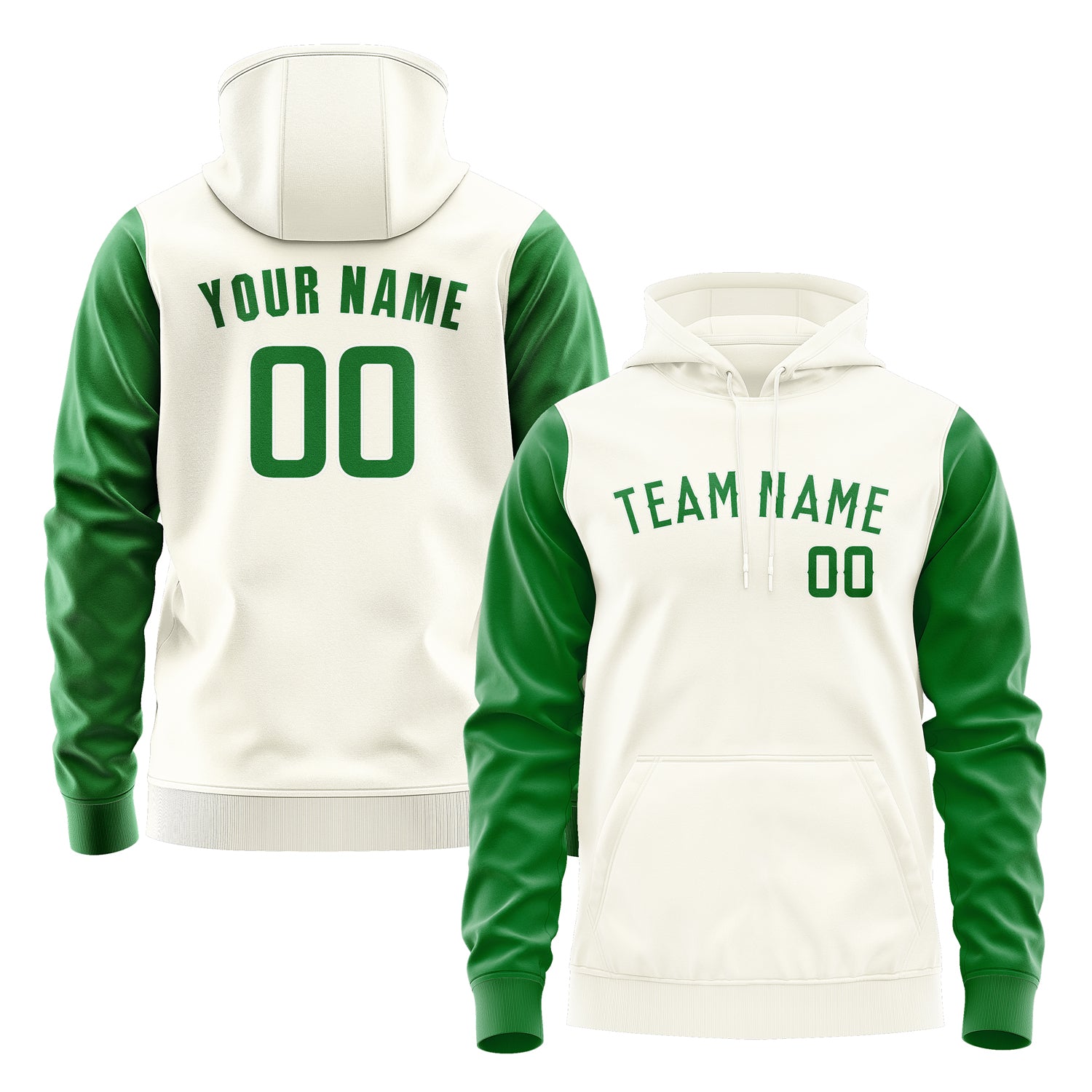 Custom Cream Emerald Green Hoodie 0303242403B31824