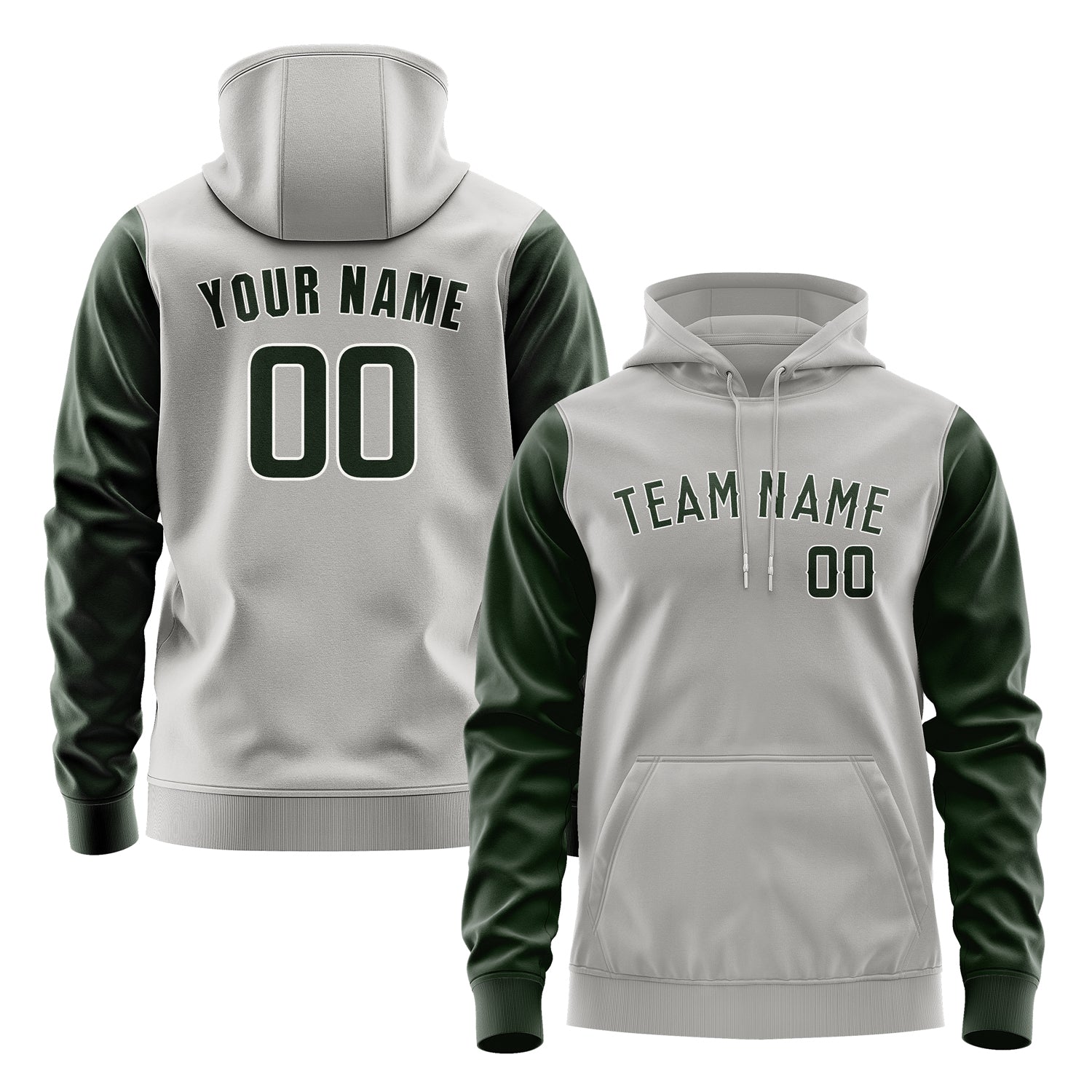 Custom Gray Dark Green Hoodie 0404060604B31806