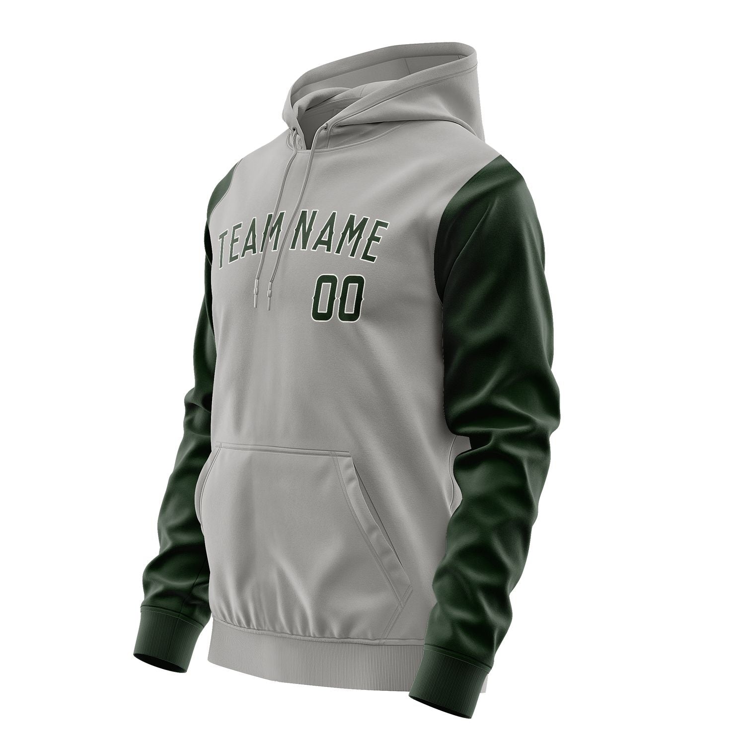 Custom Gray Dark Green Hoodie 0404060604B31806