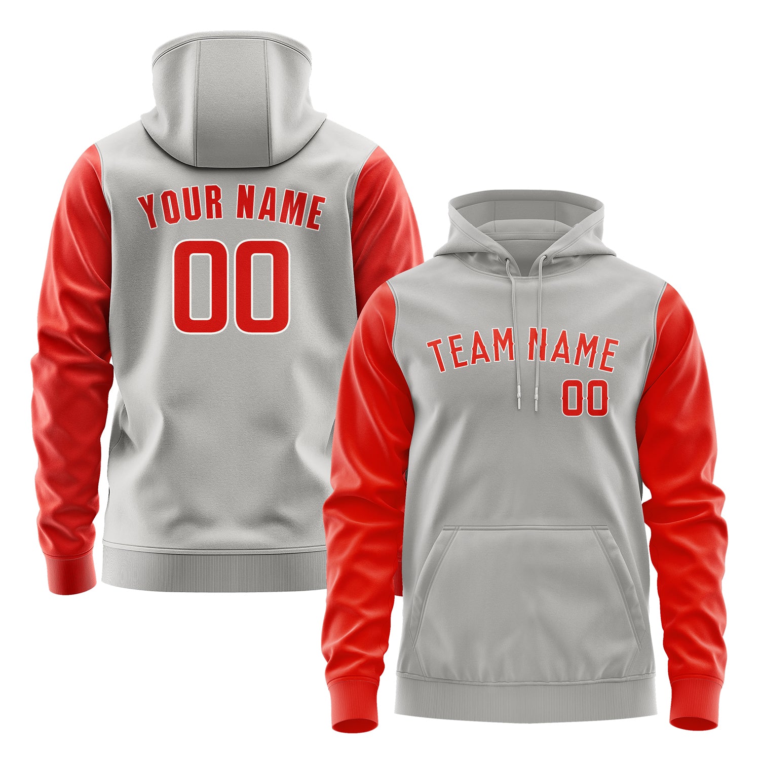 Custom Gray Orange Red Hoodie 0404121204B31812