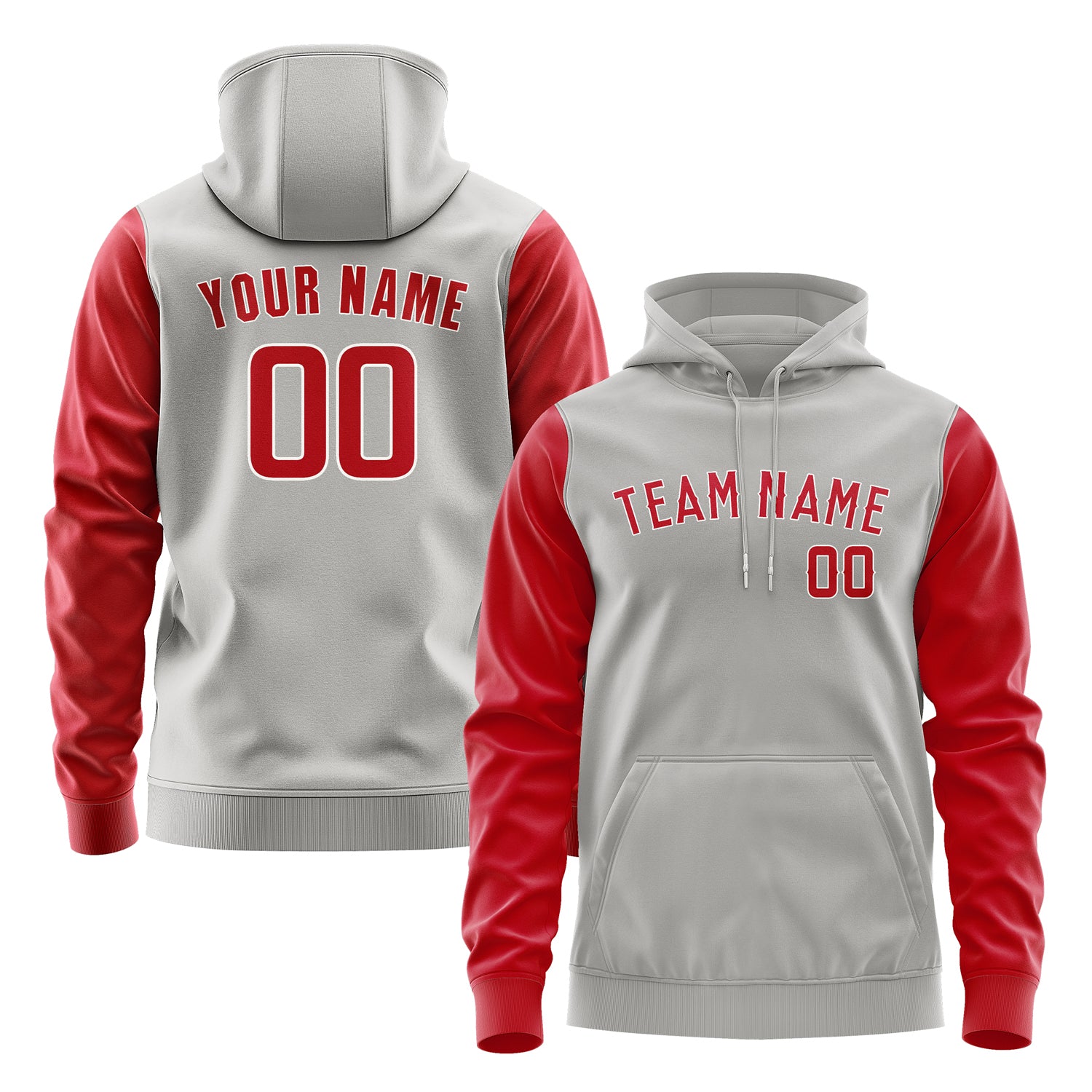 Custom Gray Red Hoodie 0404141404B31814