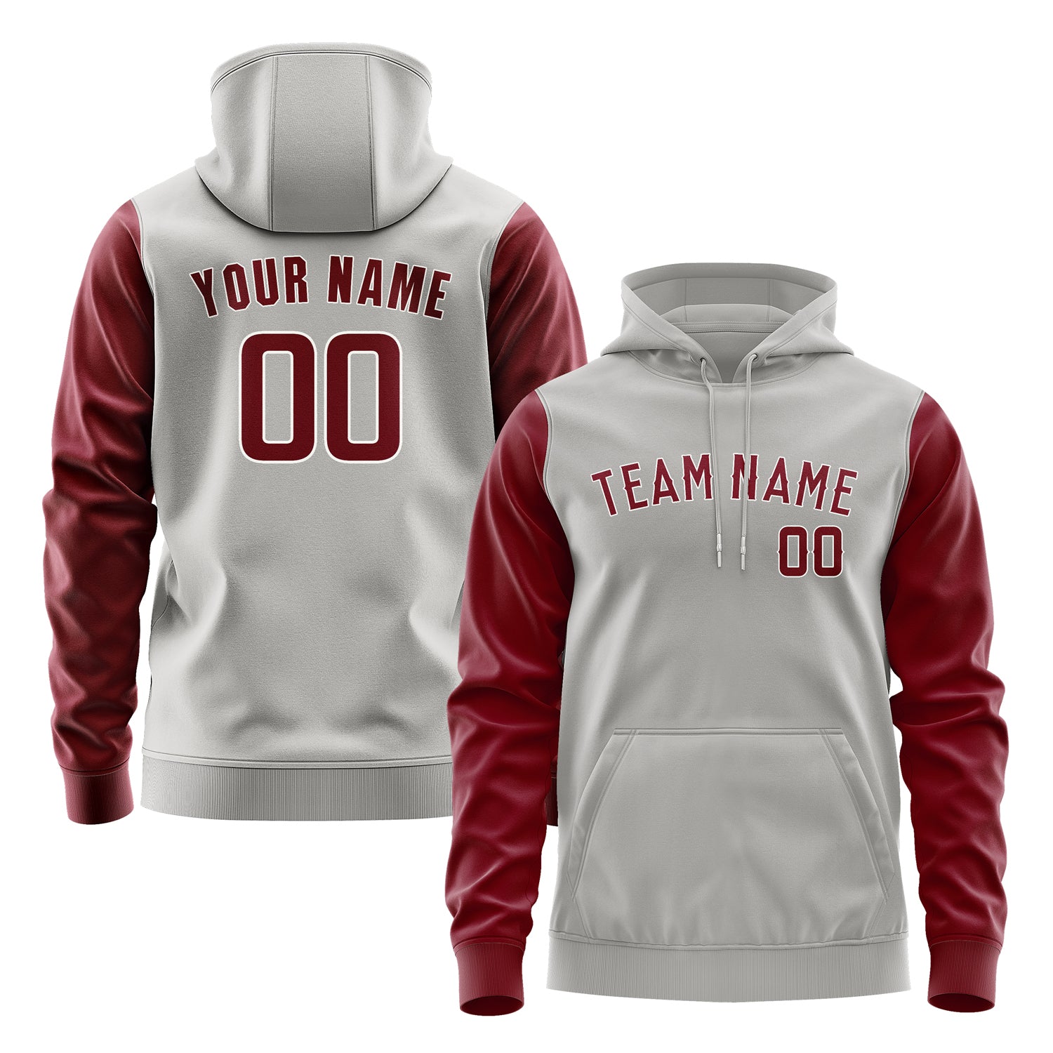 Custom Gray Crimson Red Hoodie 0404151504B31815