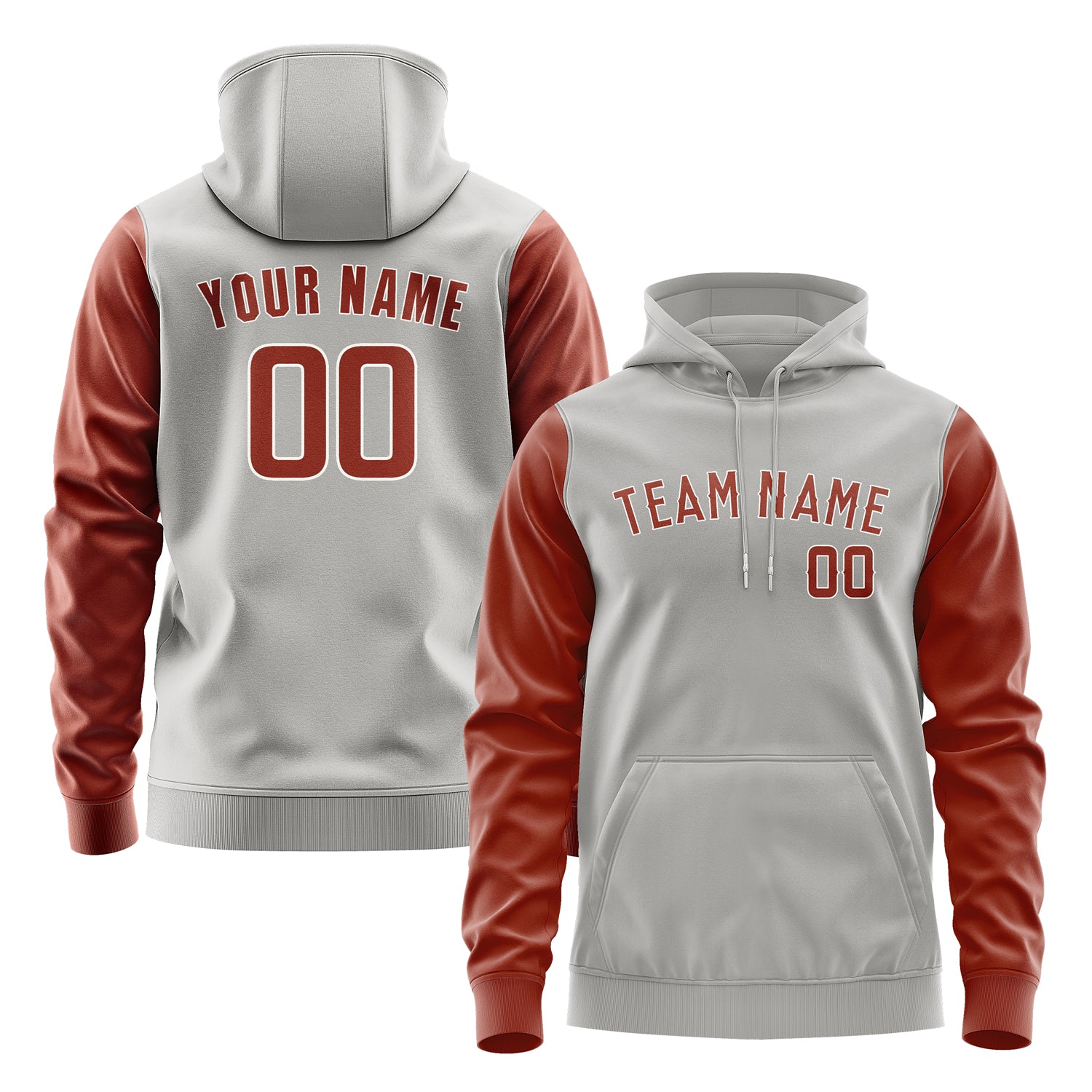 Custom Gray Coral Red Hoodie 0404161604B31816