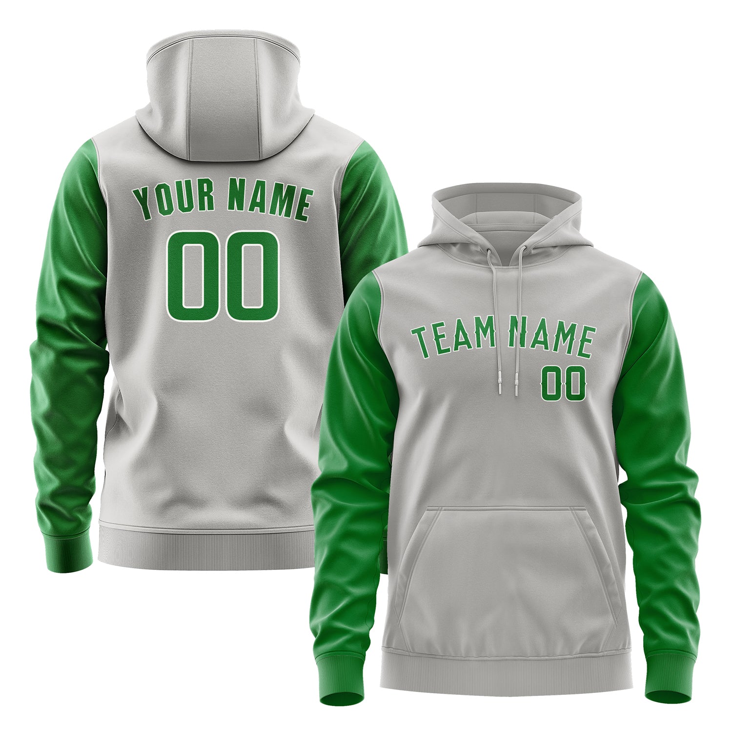 Custom Gray Emerald Green Hoodie 0404242404B31824