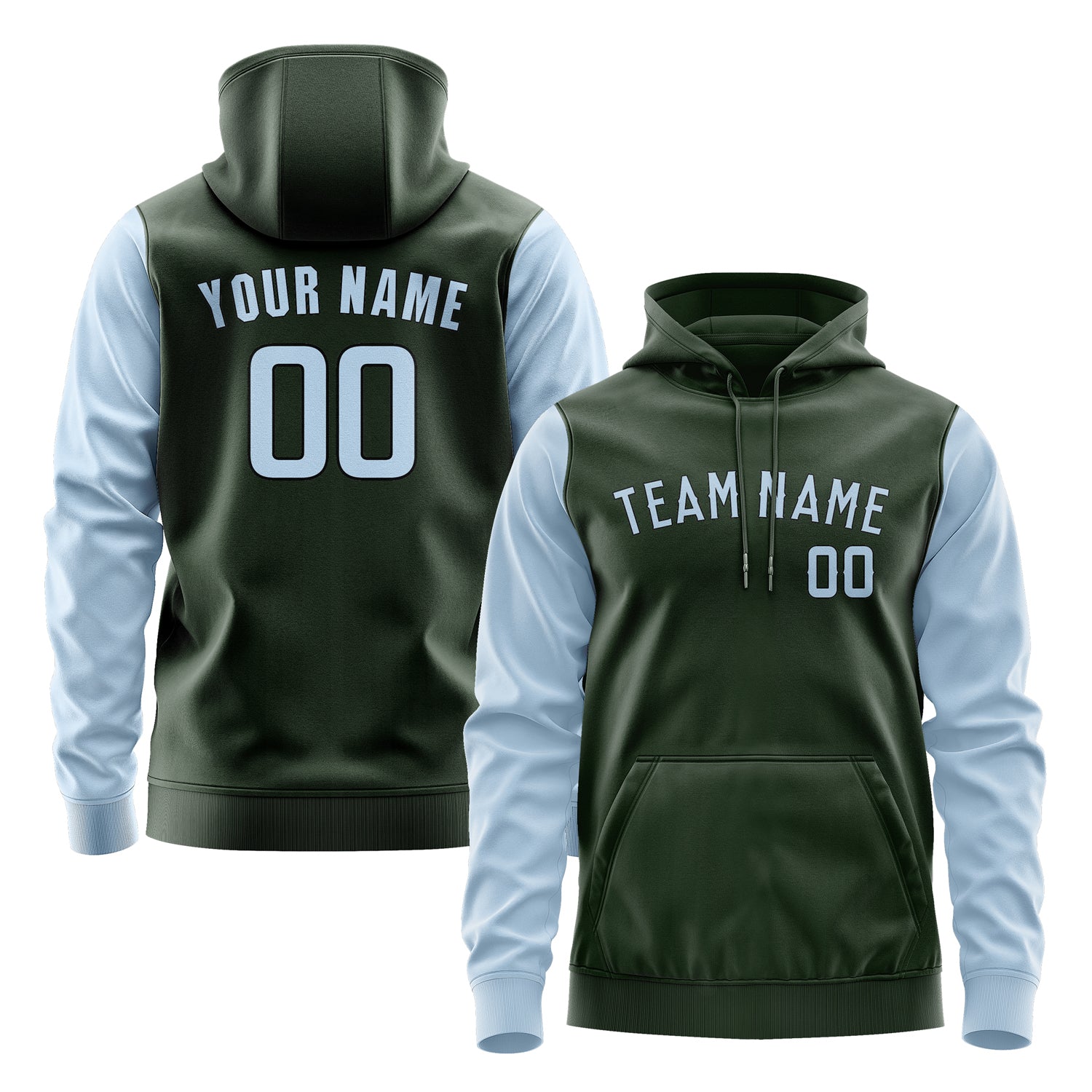 Custom Dark Green Light Blue Hoodie 0606080806B31708