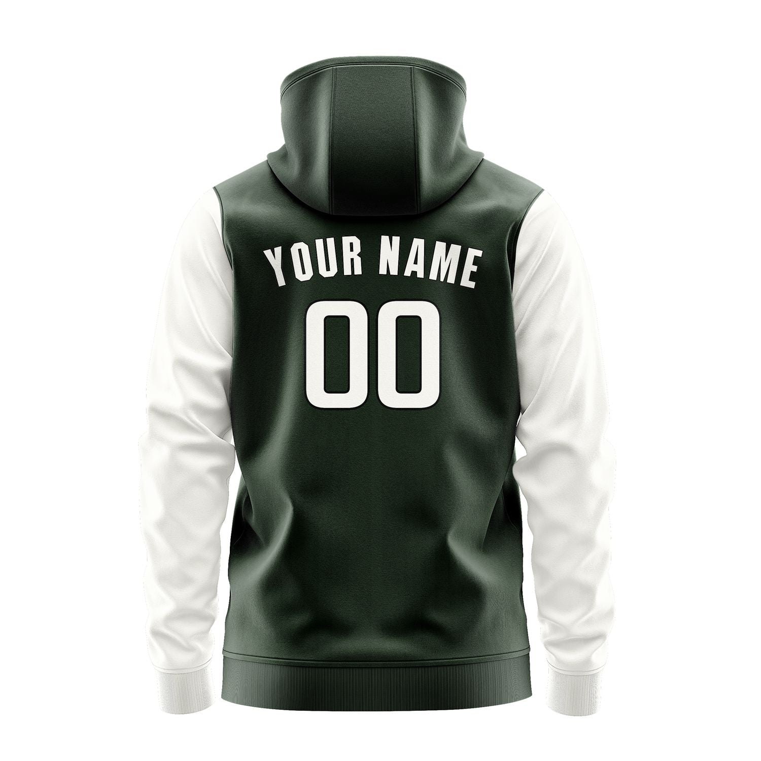 Custom Dark Green White Hoodie 0606181806B31718