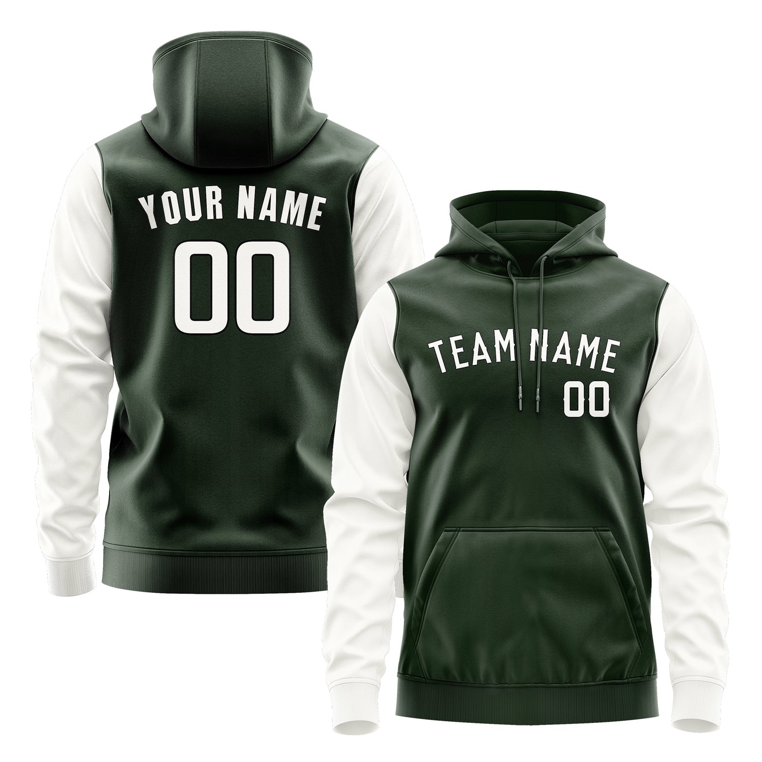 Custom Dark Green White Hoodie 0606181806B31718