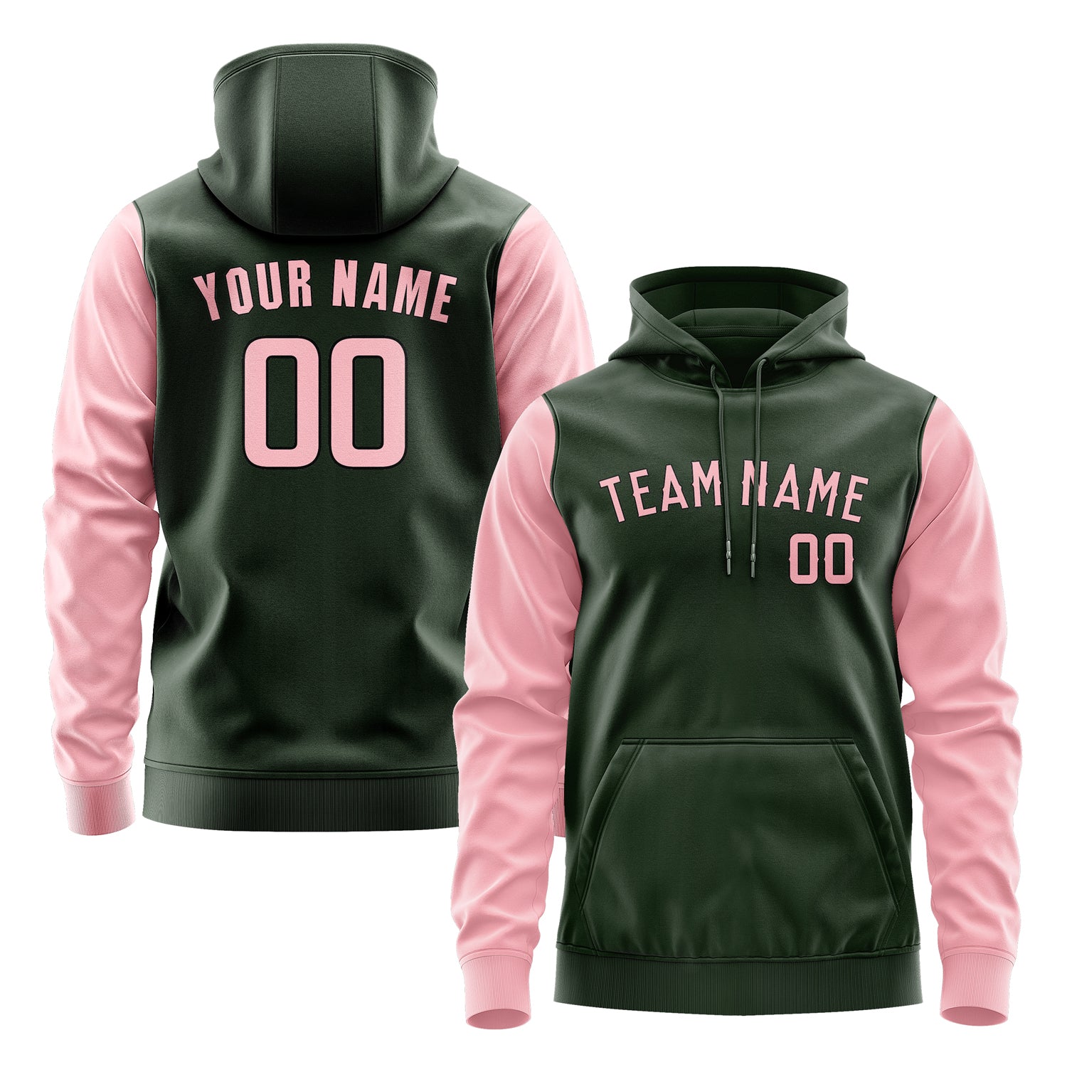 Custom Dark Green Light Pink Hoodie 0606212106B31721