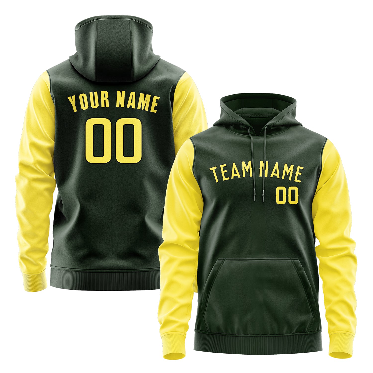 Custom Dark Green Light Yellow Hoodie 0606262606B31726