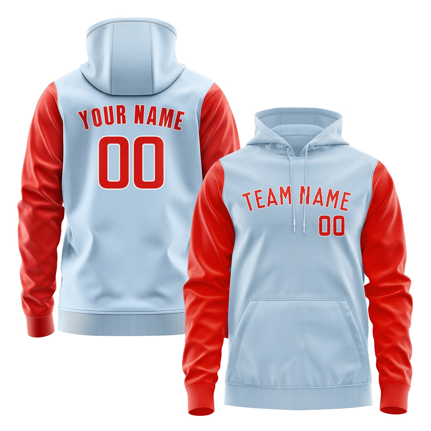 Custom Light Blue Orange Red Hoodie 0808121208B31812