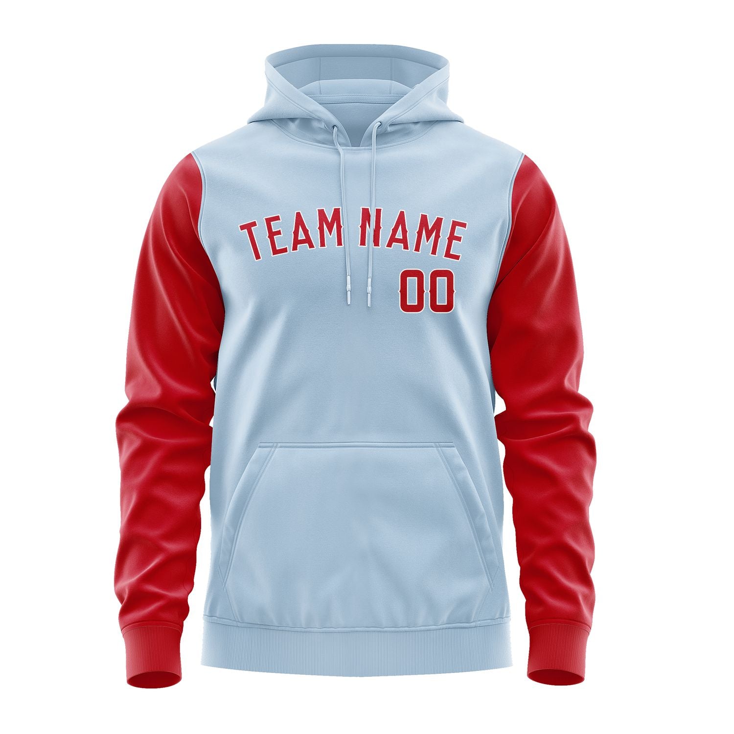 Custom Light Blue Red Hoodie 0808141408B31814