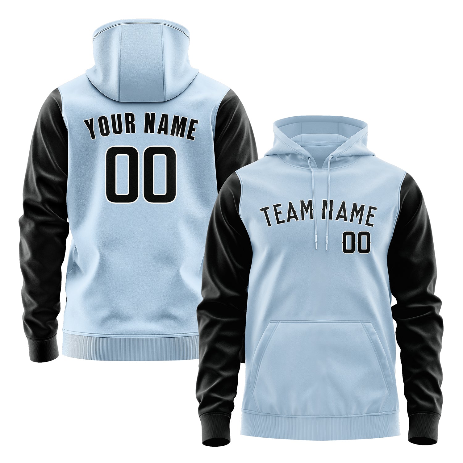 Custom Light Blue Black Hoodie 0808171708B31817