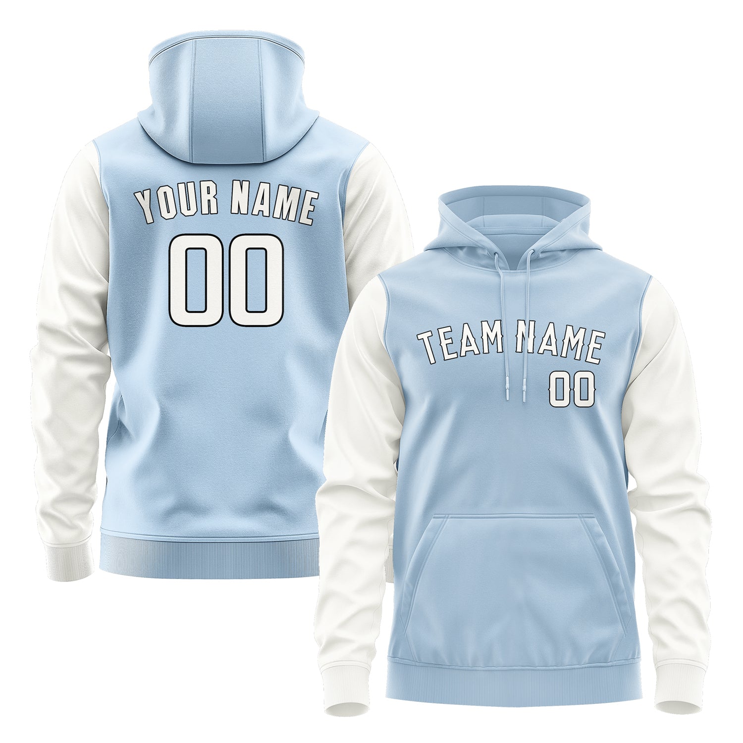 Custom Light Blue White Hoodie 0808181808B31718