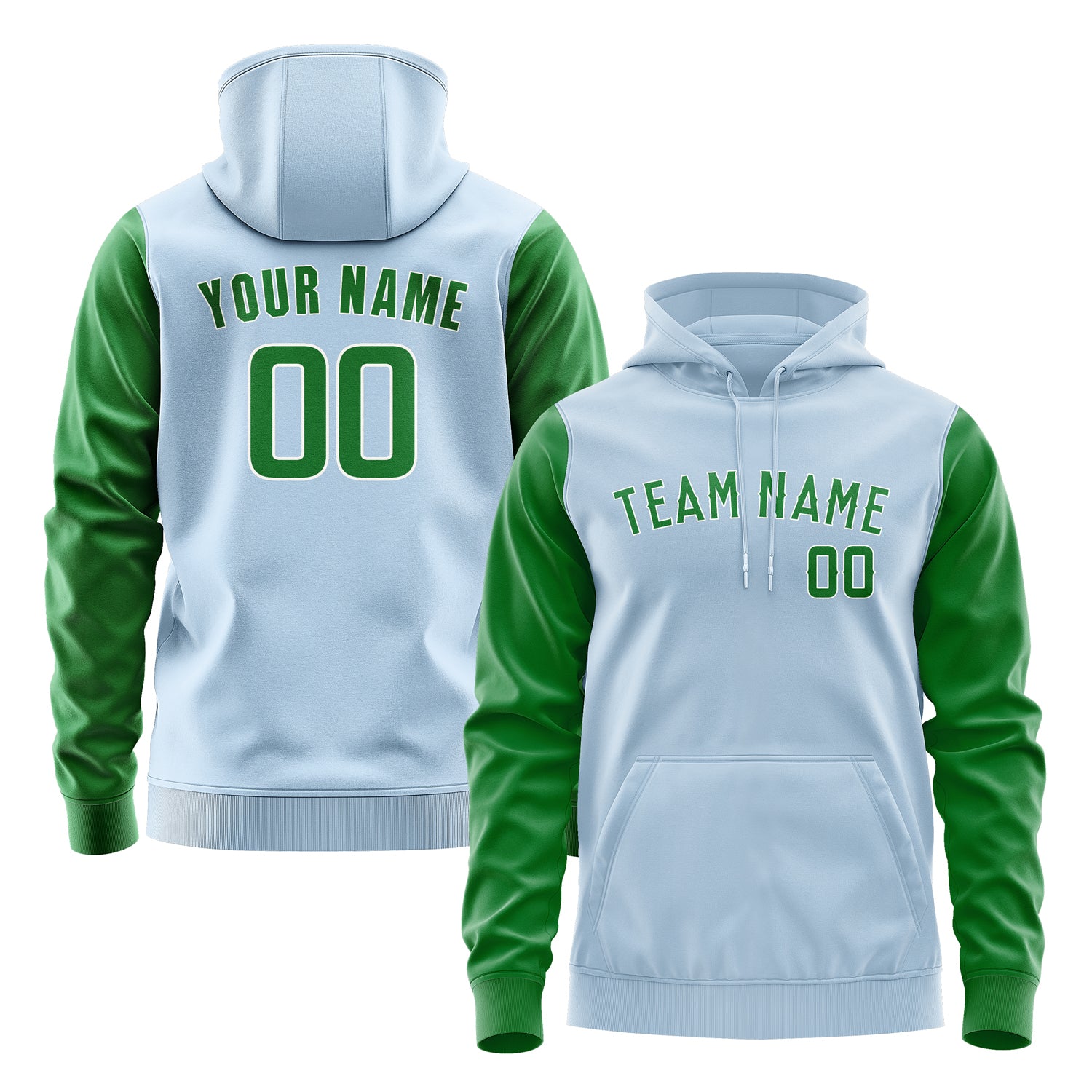 Custom Light Blue Emerald Green Hoodie 0808242408B31824