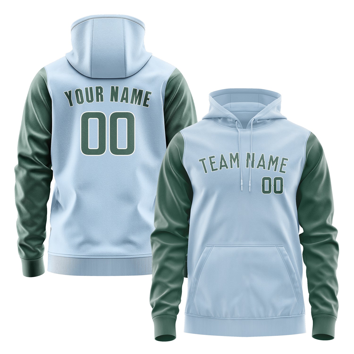 Custom Light Blue Blue Green Hoodie 0808272708B31827