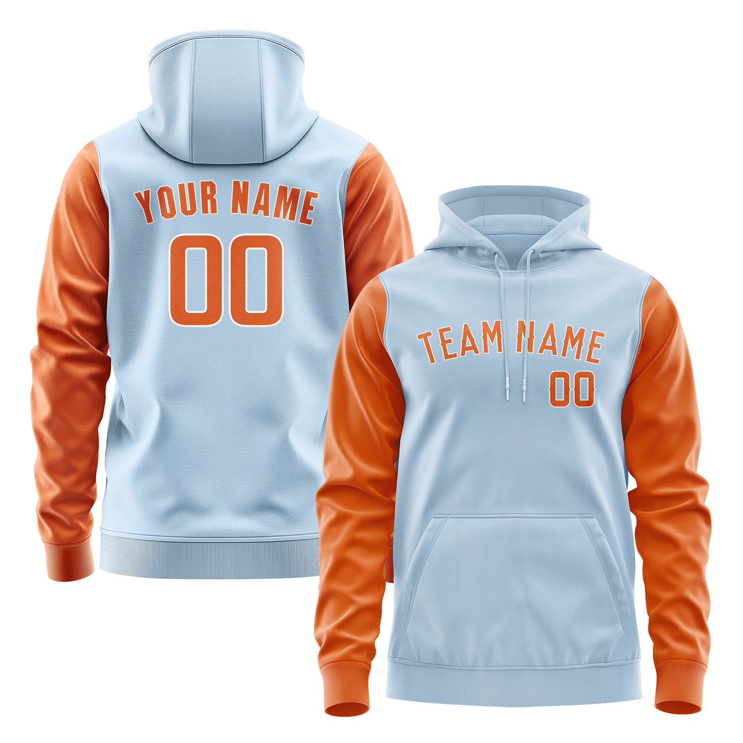 Custom Light Blue Orange Hoodie 0808282808B31828