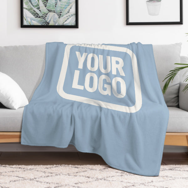 Custom Light Blue White Blanket