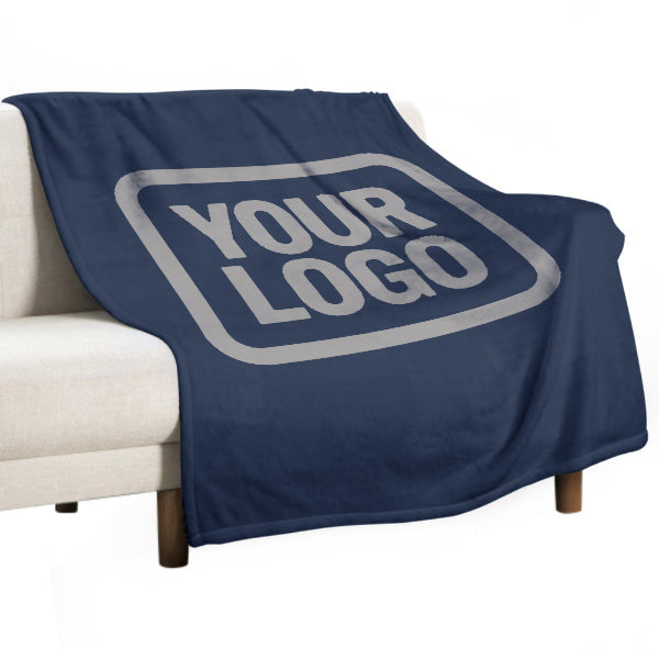 Custom Navy Blue Gray Blanket