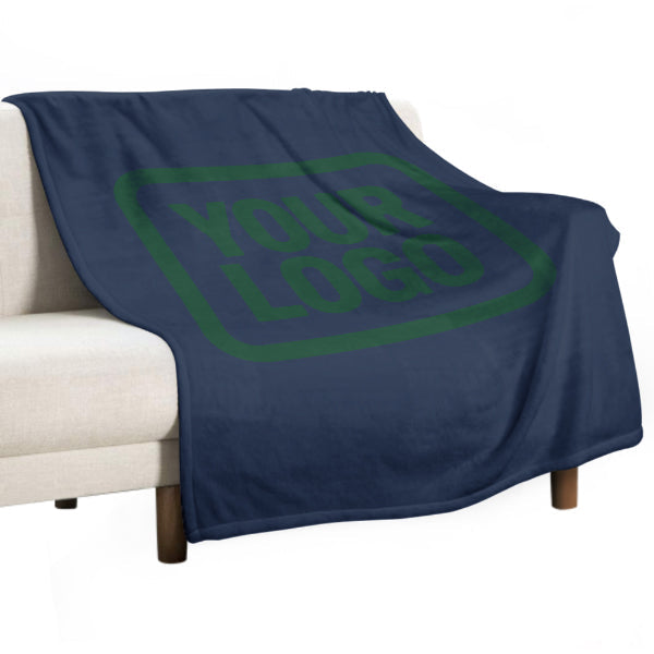 Custom Navy Blue Moss Green Blanket
