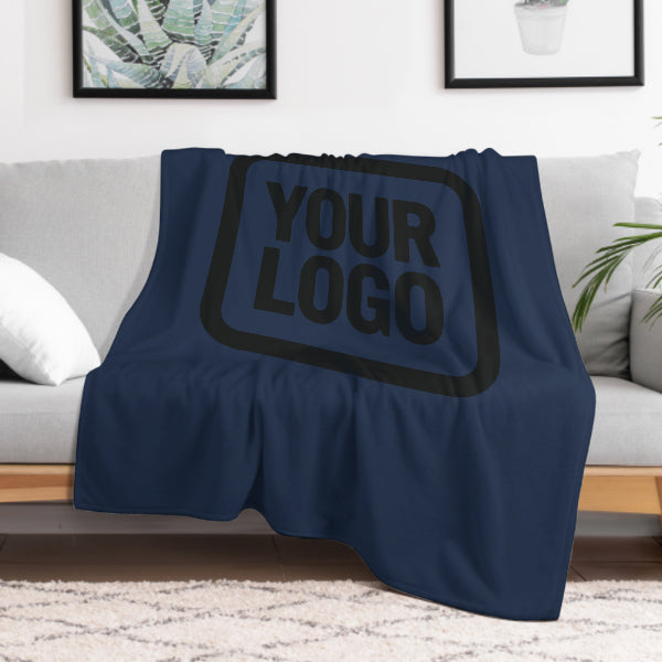 Custom Navy Blue Black Blanket