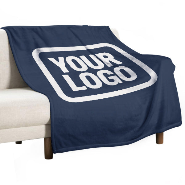 Custom Navy Blue White Blanket