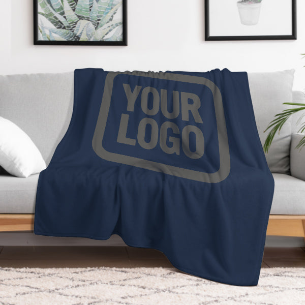 Custom Navy Blue Dark Gray Blanket