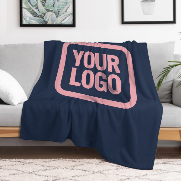 Custom Navy Blue Pink Blanket