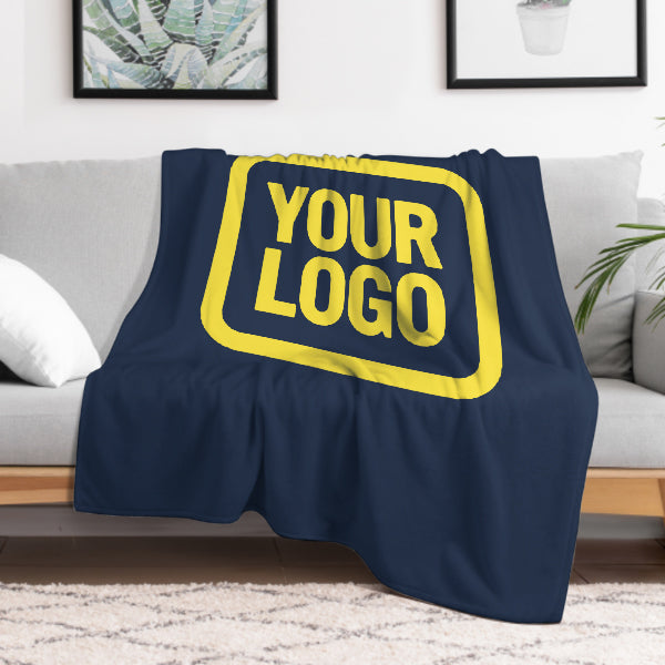 Custom Navy Blue Pale Yellow Blanket