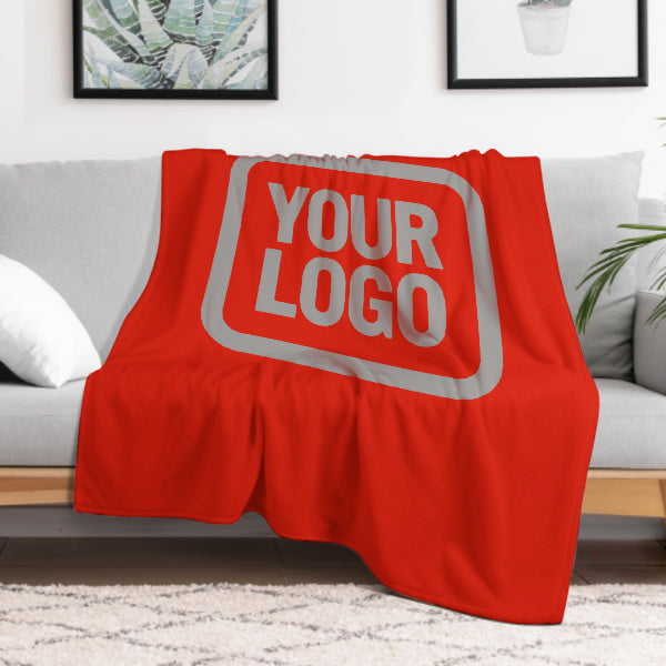 Custom Orange-Red Gray Blanket