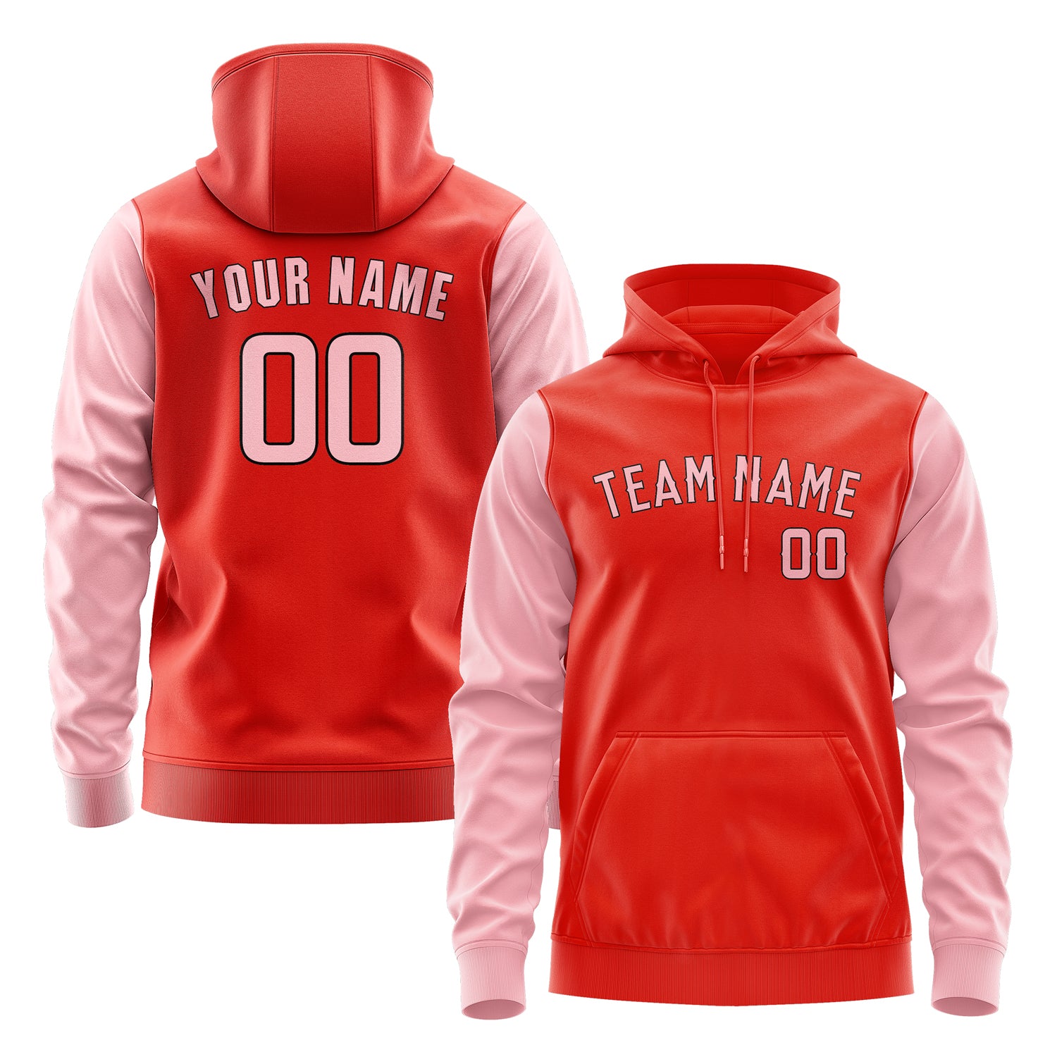 Custom Orange Red Light Pink Hoodie 1212212112B31721