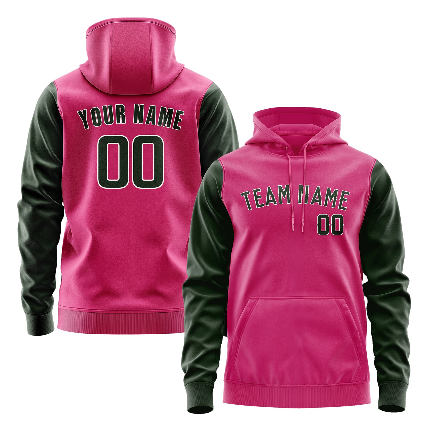 Custom Pink Dark Green Hoodie 1313060613B31806