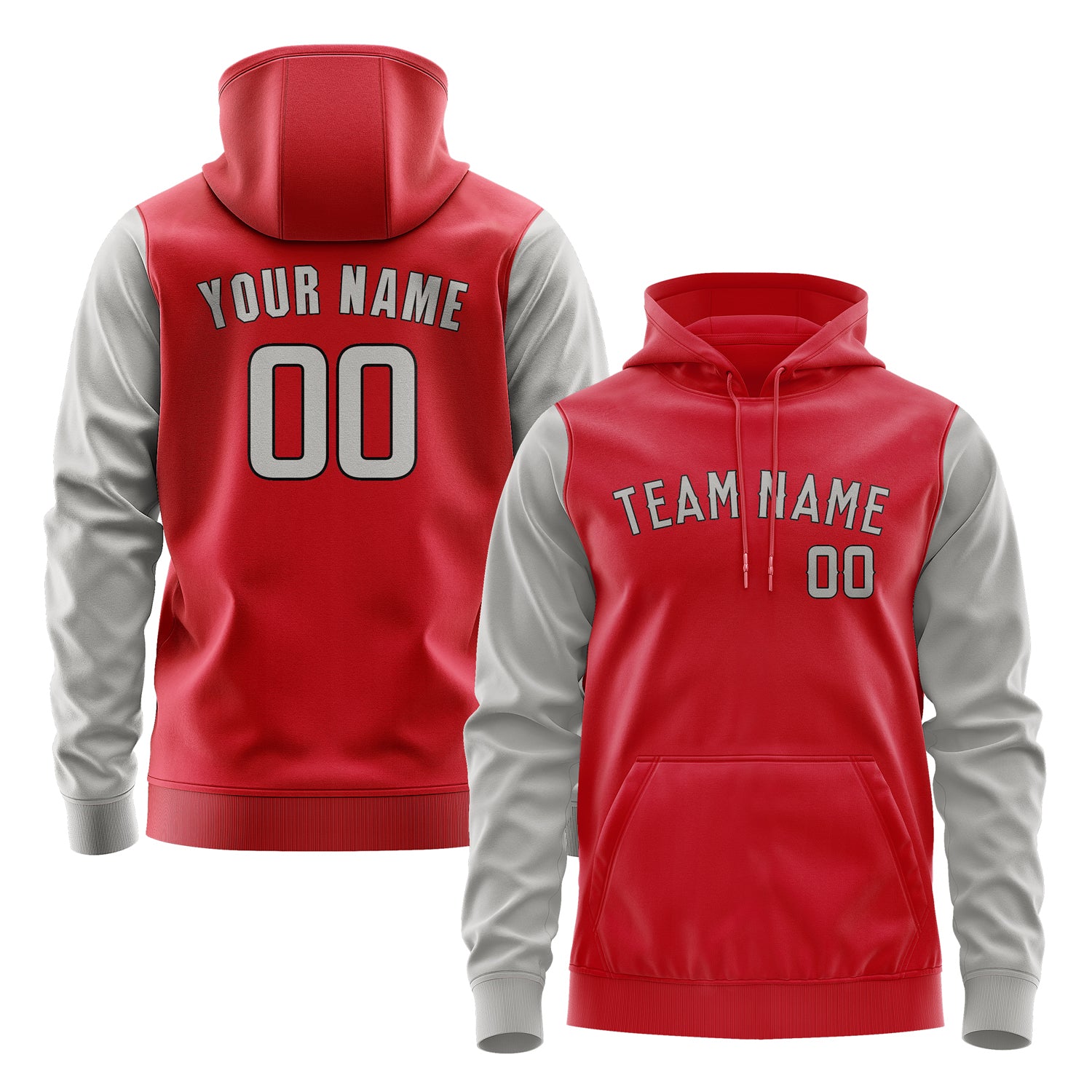 Custom Red Gray Hoodie 1414040414B31704