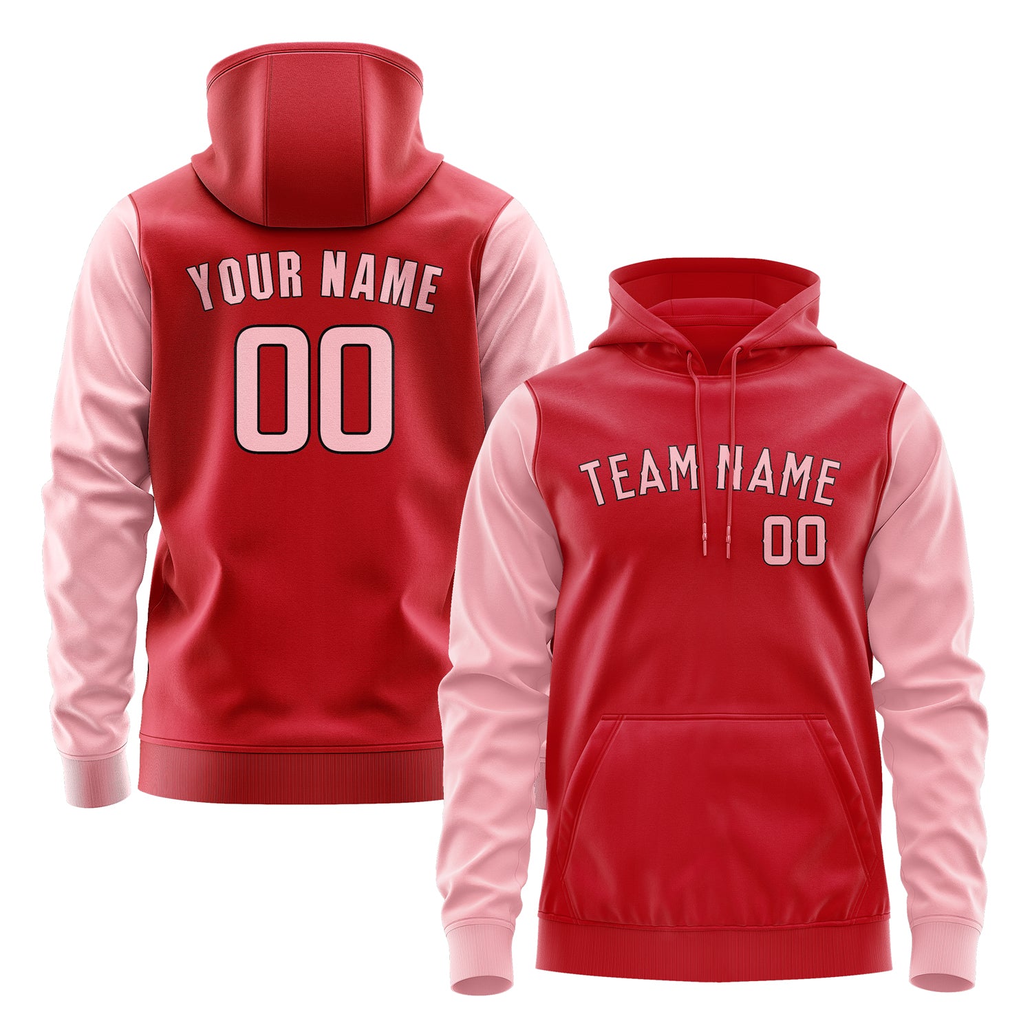 Custom Red Light Pink Hoodie 1414212114B31721