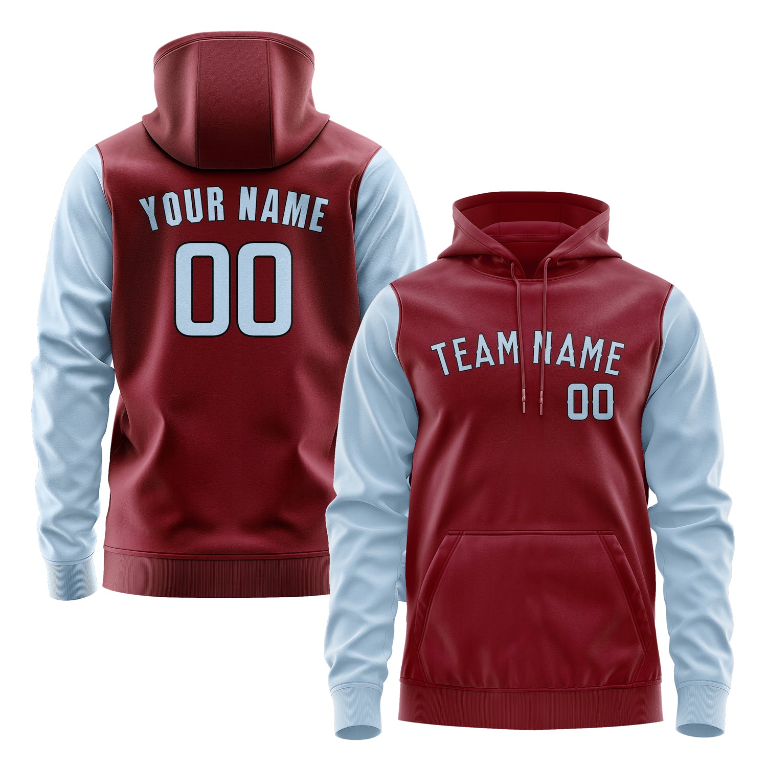 Custom Crimson Red Light Blue Hoodie 1515080815B31708