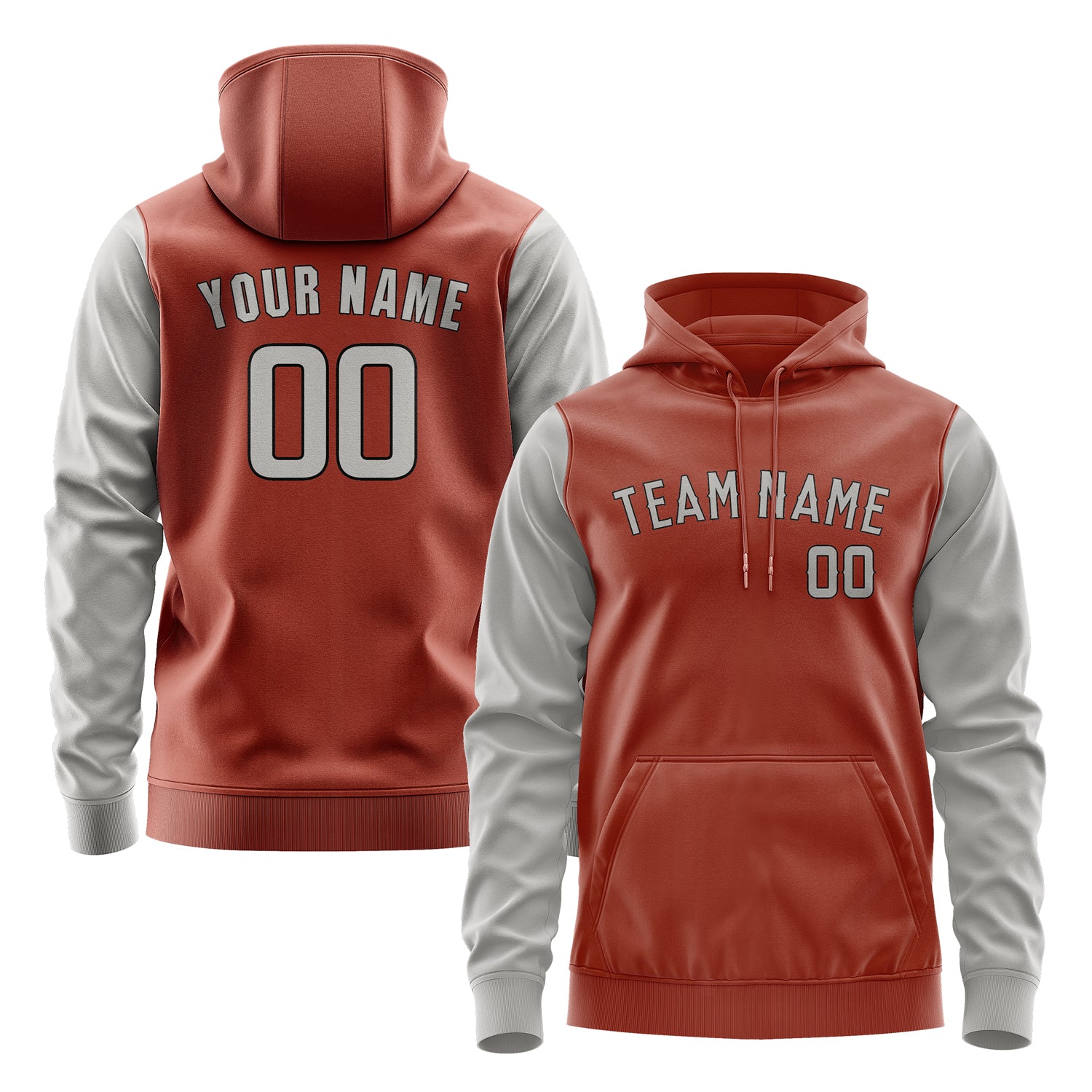 Custom Coral Red Gray Hoodie 1616040416B31704