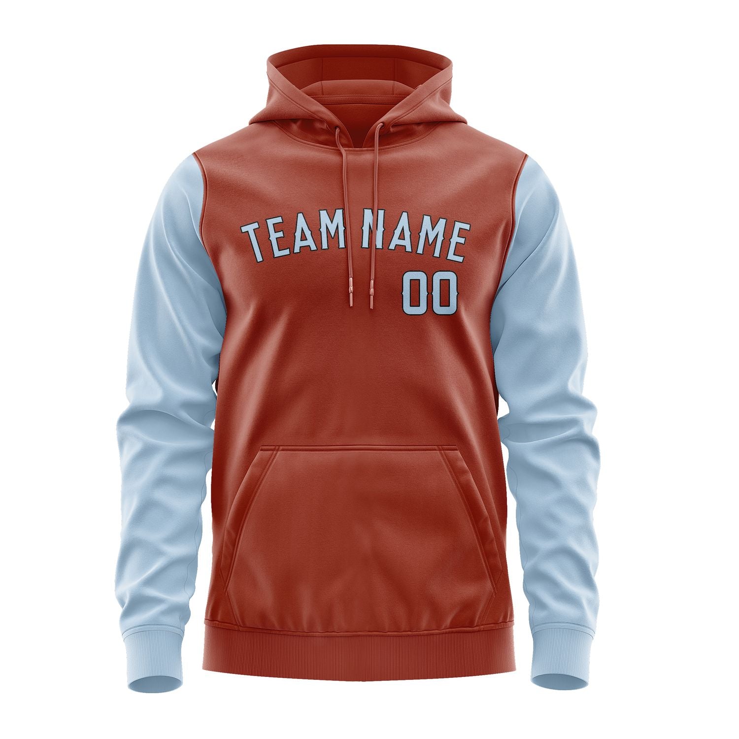 Custom Coral Red Light Blue Hoodie 1616080816B31708