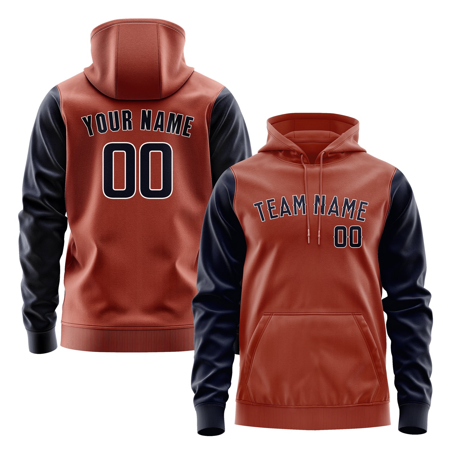 Custom Coral Red Navy Hoodie 1616111116B31811