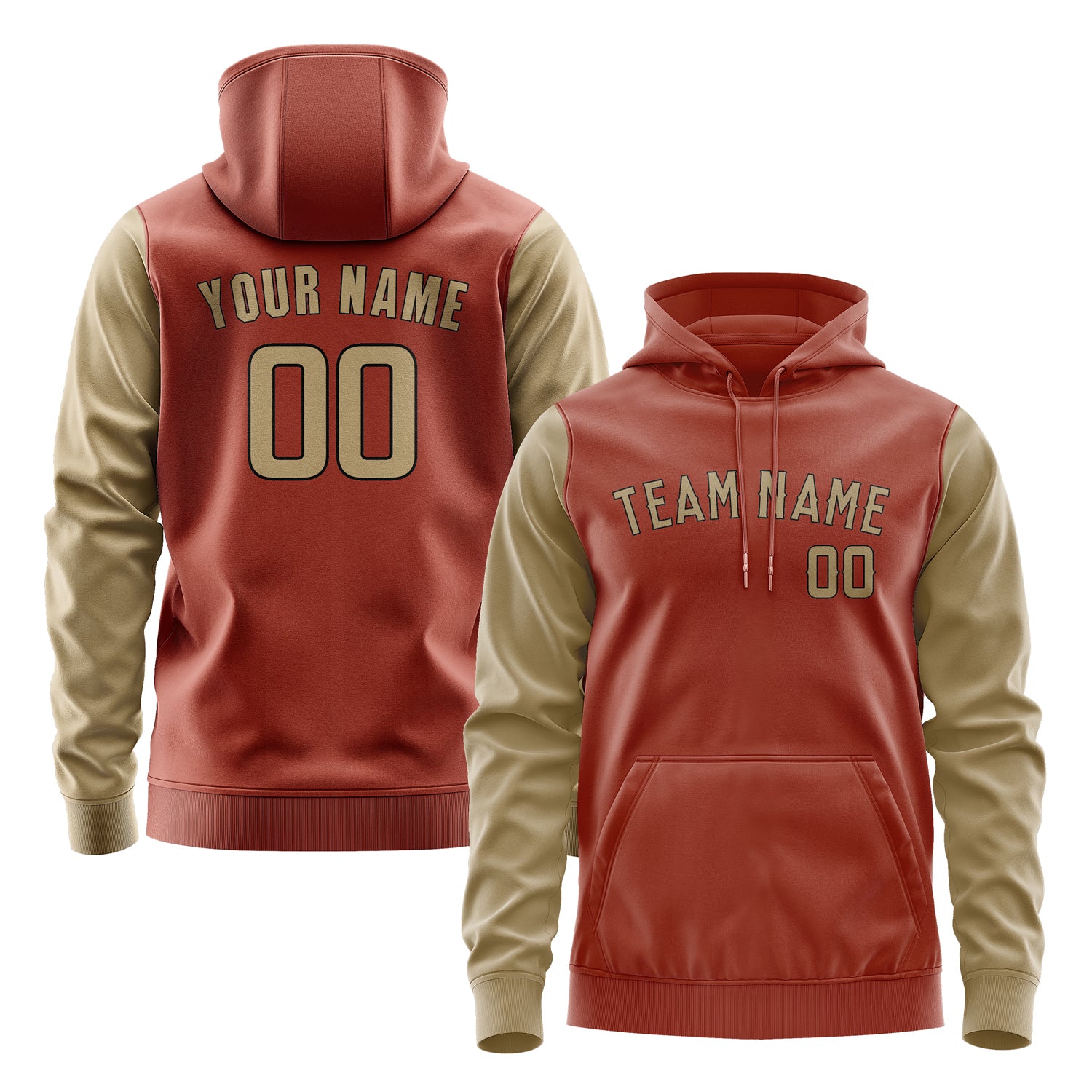 Custom Coral Red Light Khaki Hoodie 1616252516B31725