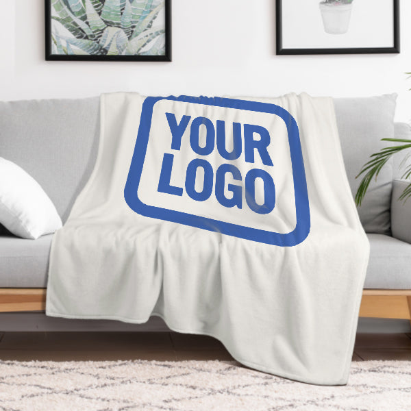 Custom White Sky Blue Blanket