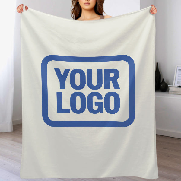 Custom White Sky Blue Blanket