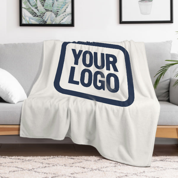 Custom White Navy Blue Blanket