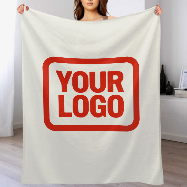 Custom White Orange-Red Blanket