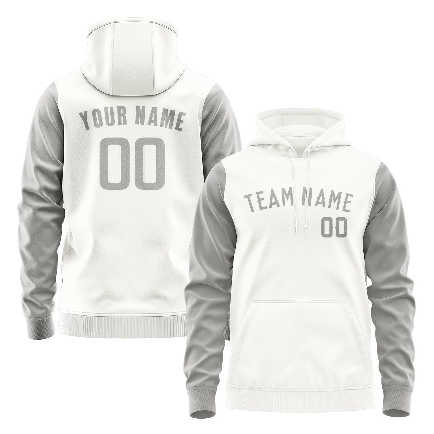Custom White Gray Hoodie 1818040418B31804