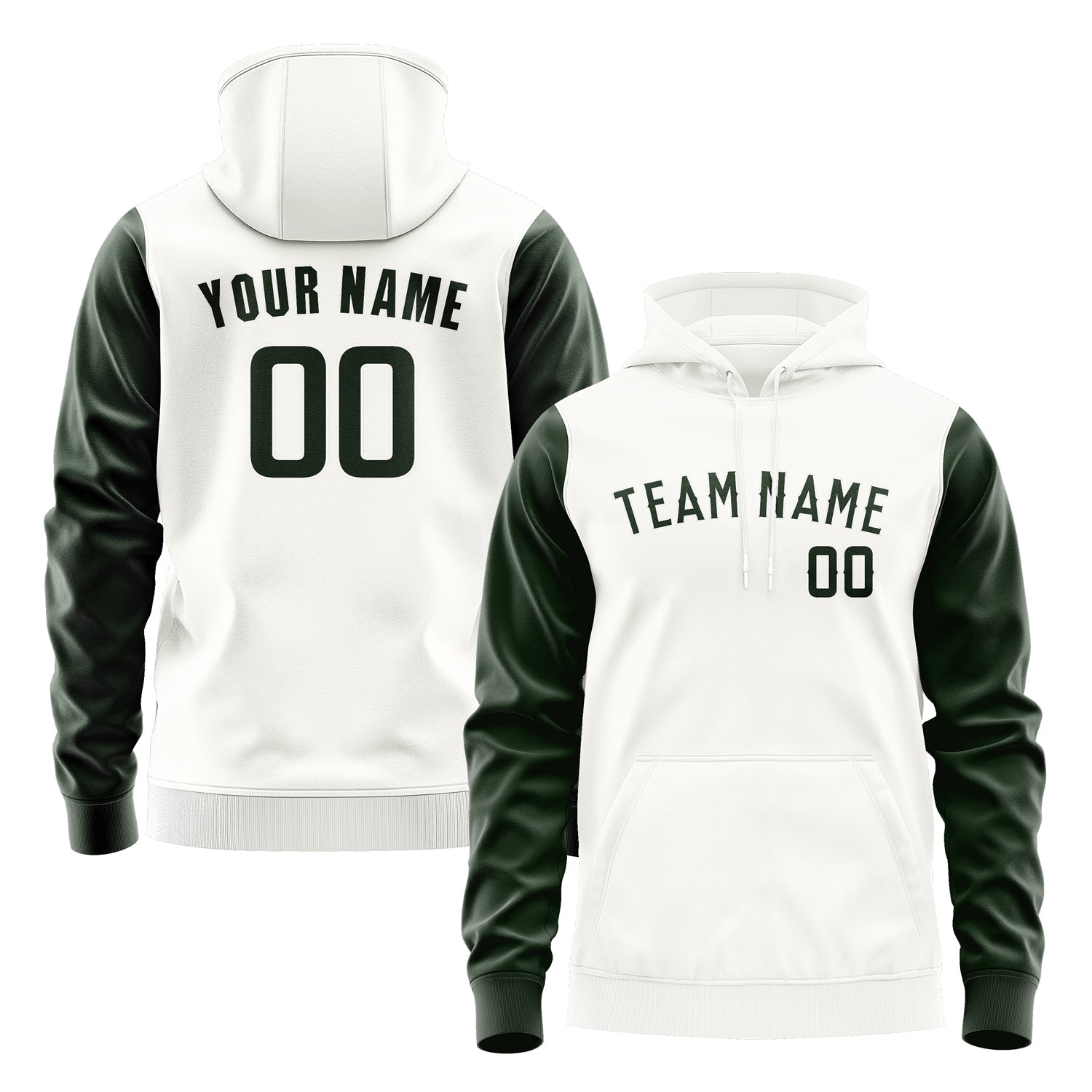 Custom White Dark Green Hoodie 1818060618B31806