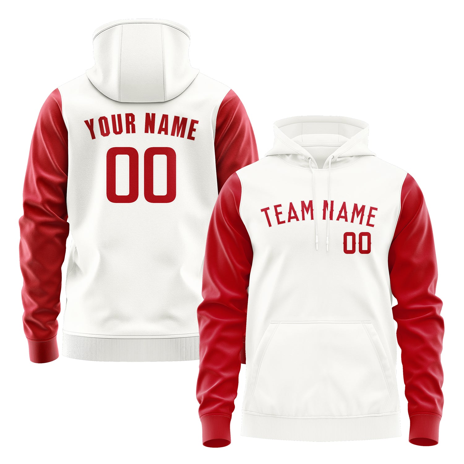 Custom White Red Hoodie 1818141418B31814