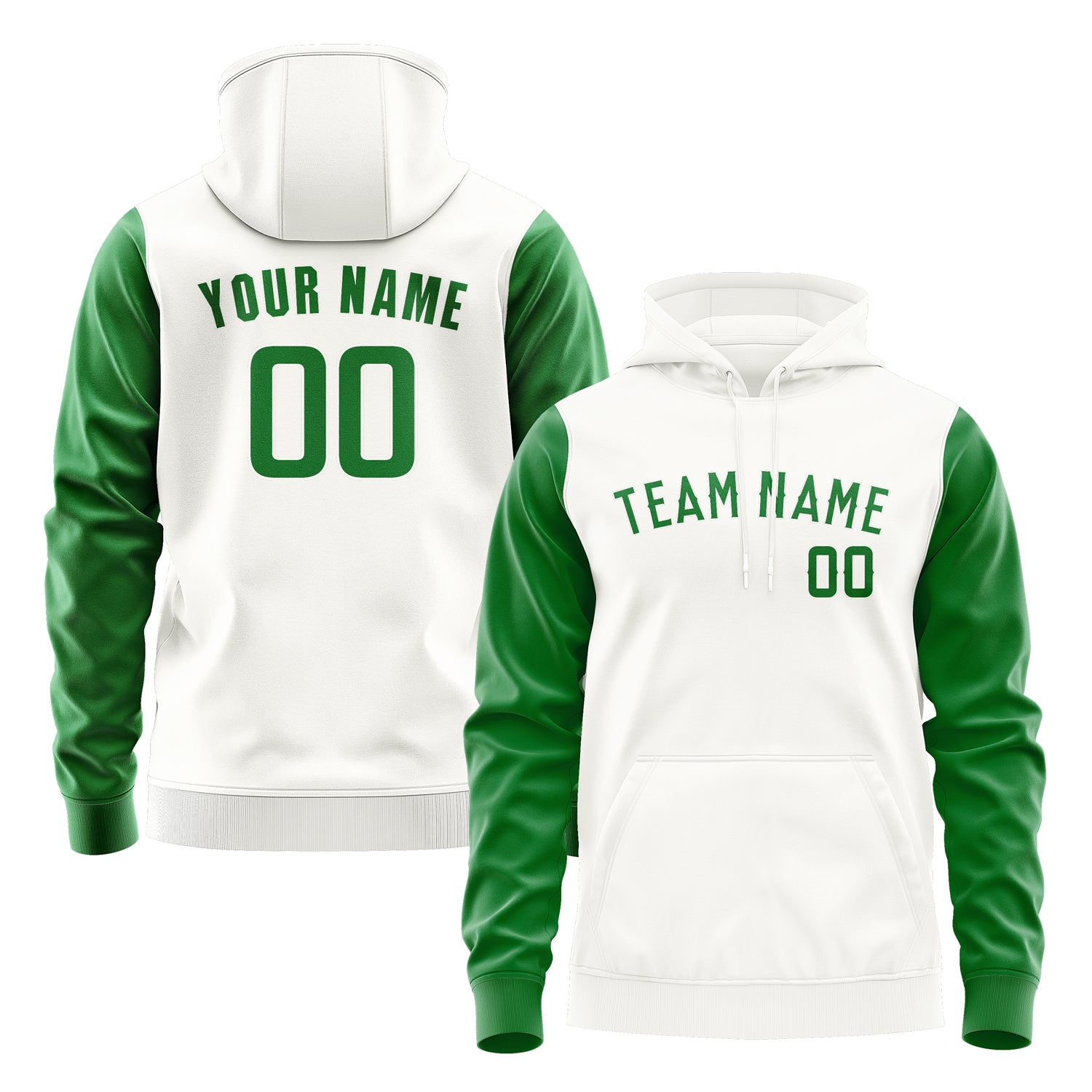 Custom White Emerald Green Hoodie 1818242418B31824