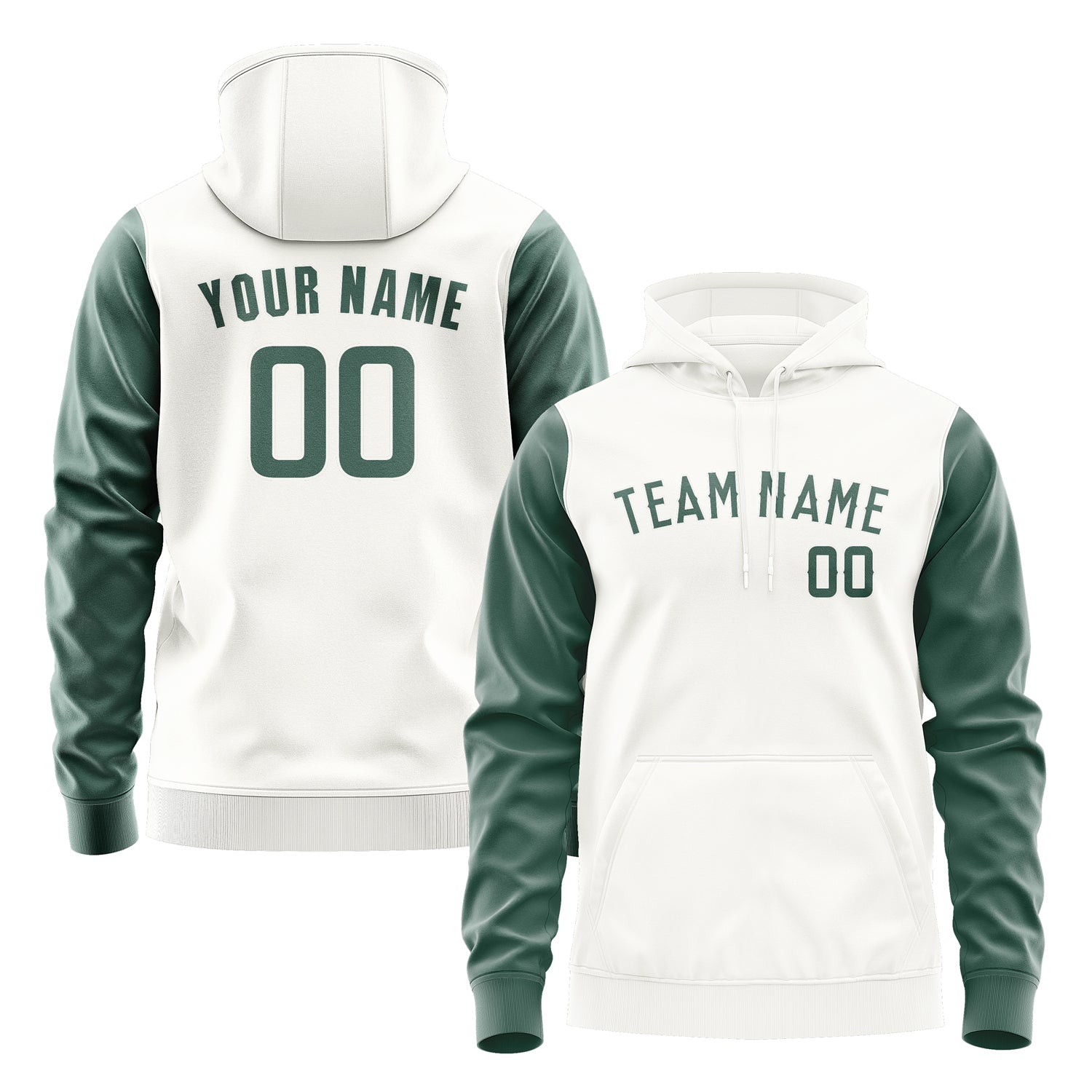 Custom White Blue Green Hoodie 1818272718B31827