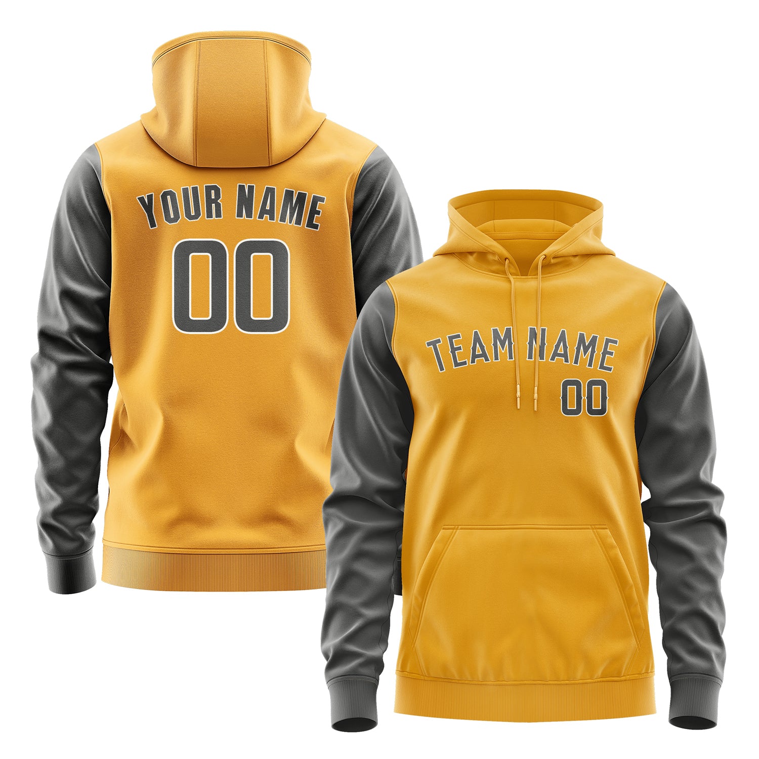 Custom Yellow Dark Grey Hoodie 1919202019B31820