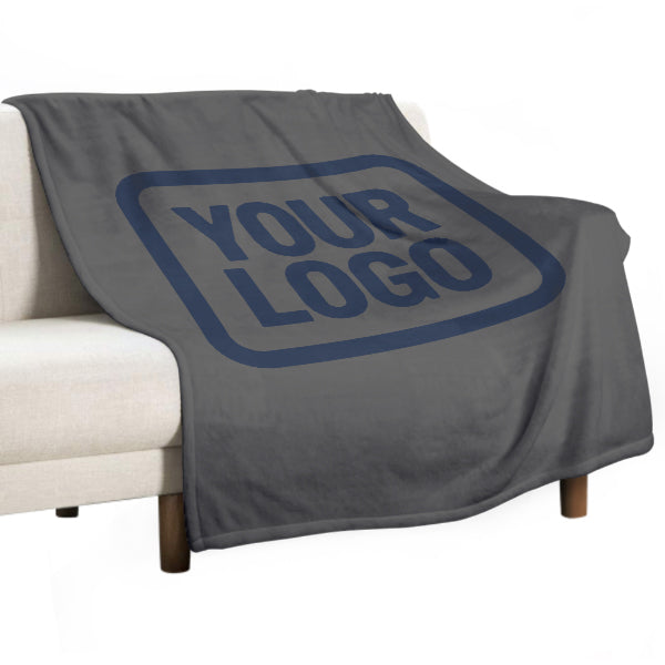 Custom Dark Gray Navy Blue Blanket