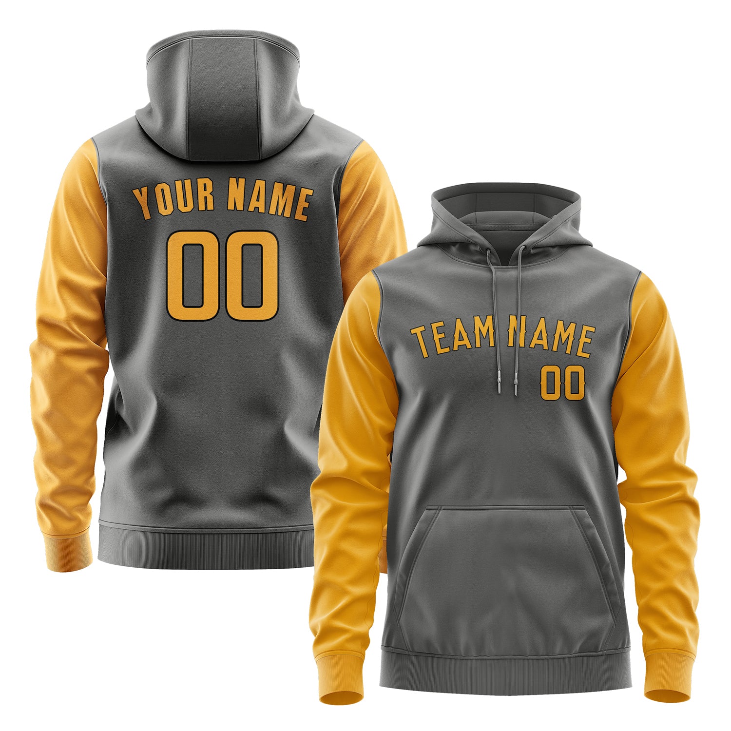 Custom Dark Grey Yellow Hoodie 2020191920B31719